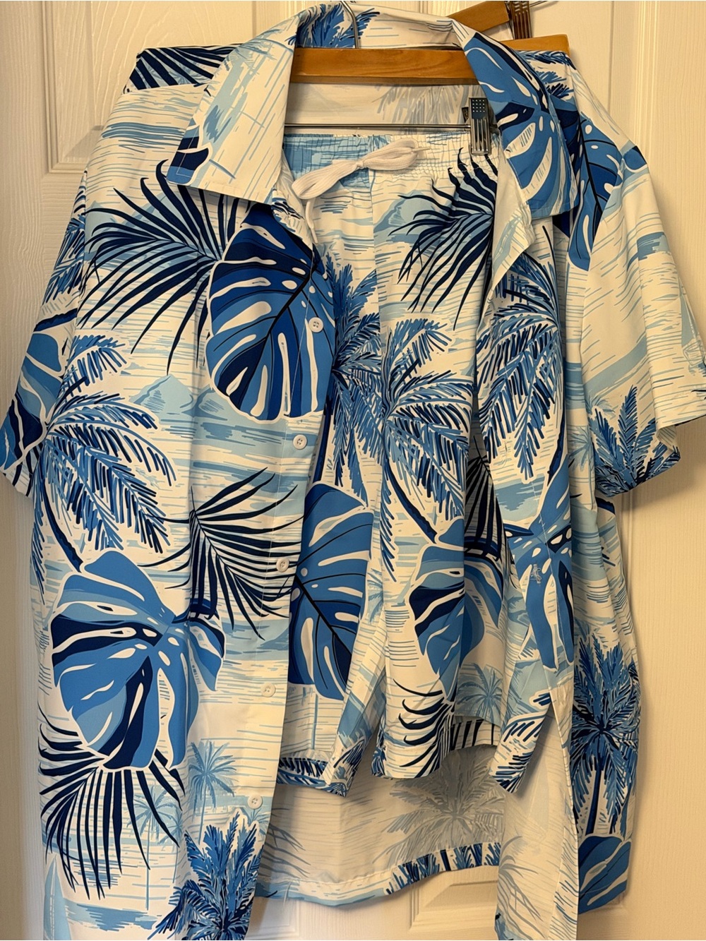 Blue Tropical Print shorts and Shirt